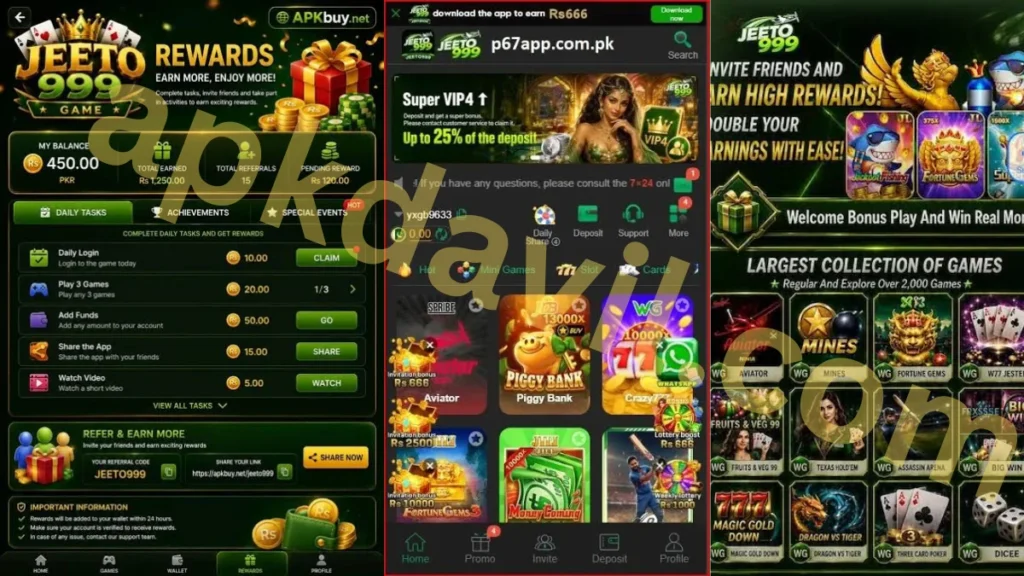 Jeeto999 Game APK  internal interface and promotion center of game  